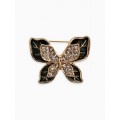 Брошь маленькая «Бабочка», чёрная, цвет золотистый