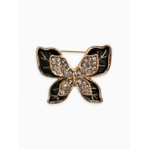 Брошь маленькая «Бабочка», чёрная, цвет золотистый