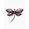 Брошь «Стрекоза» плетёная, бордово-чёрная