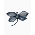 Брошь «Стрекоза» плетёная, сине-чёрная