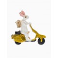 Брошь «Заяц на мопеде», цветной, цвет золотистый