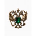 Брошь «Герб Российской Федерации», зелёная, цвет золотистый