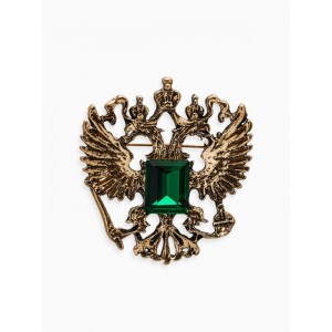Брошь «Герб Российской Федерации», зелёная, цвет золотистый Брошь «Герб Российской Федерации», зелёная, цвет золотистый
