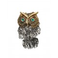 Брошь подвижная «Крупная Сова», цветная