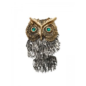 Брошь подвижная «Крупная Сова», цветная