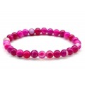 Браслет из агата тонированного шарик 6мм, цвет фуксия
