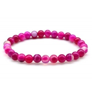 Браслет из агата тонированного шарик 6мм, цвет фуксия Браслет из агата тонированного шарик 6мм, цвет фуксия
