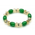 Браслет с цирконом и агатом пати тонированным цвет зеленый светлый, 17см