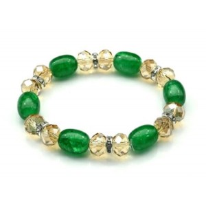 Браслет с цирконом и агатом пати тонированным цвет зеленый светлый, 17см