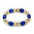 Браслет с цирконом и агатом пати тонированным цвет синий, 17см