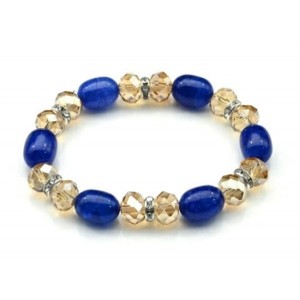 Браслет с цирконом и агатом пати тонированным цвет синий, 17см Браслет с цирконом и агатом пати тонированным цвет синий, 17см