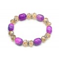 Браслет с цирконом и агатом пати тонированным цвет сиреневый, 17см