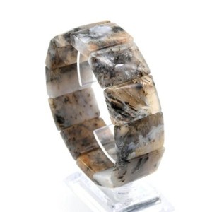 Браслет из Агата мохового с рутилом прямоугольник 25*18мм, 91,5г