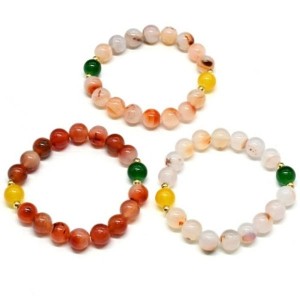 Браслет из сердолика светлого и агата тонированного шарик 10мм, 17см