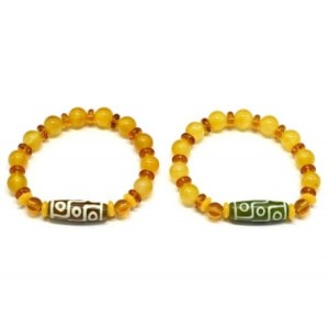 Браслет Дзи из агата Девять глаз бочонок 10*29мм, 17см