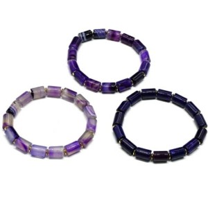 Браслет из агата тонированного цилиндр 8*12мм цвет фиолетовый, 18см