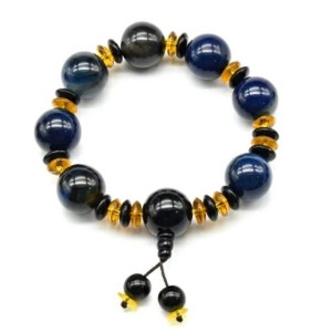 Браслет из агата тонированного шарик 18мм цвет синий, 18см