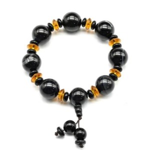 Браслет из агата черного шарик 16мм