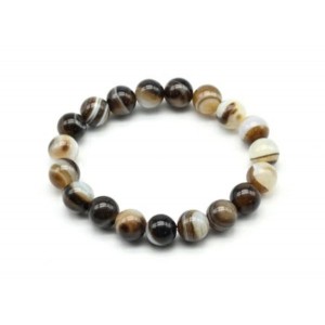 Браслет шарик 10мм из агата тонированного цвет мокко