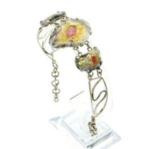 Браслет мозаика в агатовой жеоде, 17,5см. Браслет мозаика в агатовой жеоде, 17,5см.