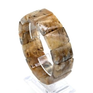 Браслет из Агата мохового с рутилом прямоугольник 25*18мм, 84,3г