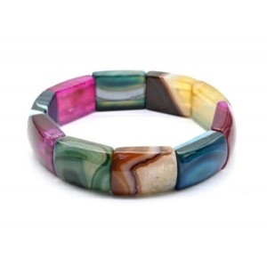 Браслет из агата тонированного сегмент 18*28мм, цвет ассорти