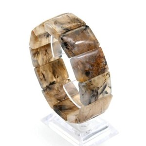 Браслет из Агата мохового с рутилом прямоугольник 25*18мм, 90,9г