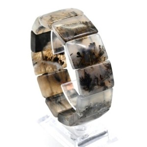 Браслет из Агата мохового с рутилом прямоугольник 25*18мм, 90,75г