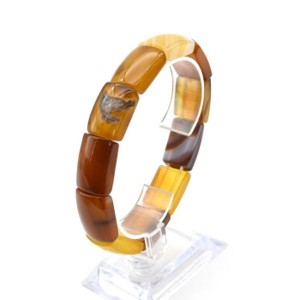 Браслет из агата тонированного сегмент 15*22мм, цвет охра
