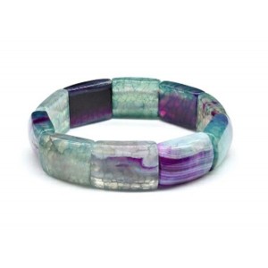 Браслет из агата тонированного сегмент 15*22мм цвет флюорит