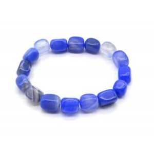 Браслет из агата тонированного прямоугольник 9*12мм цвет васильковый