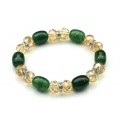 Браслет с цирконом и агатом пати тонированным цвет зеленый, 17см