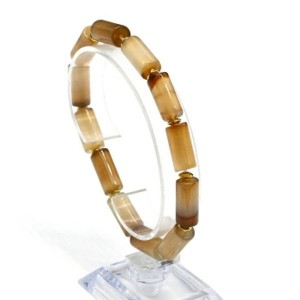 Браслет из агата цилиндр 8*16мм цвет капучино, 19см