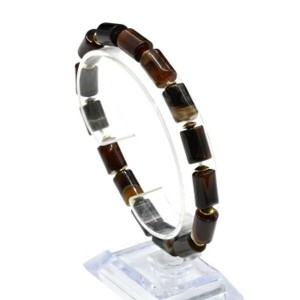 Браслет из агата цилиндр 8*12мм цвет шоколадный, 18см