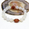 Браслет из агата светлого с сердоликом, 16см