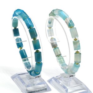 Браслет из агата тонированного цилиндр 8*12мм цвет голубой, 18см