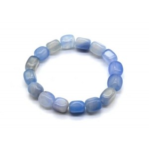 Браслет из агата тонированного прямоугольник 9*12мм цвет голубой