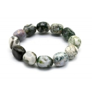 Браслет из агата мохового галтовка 14*18мм, 18см