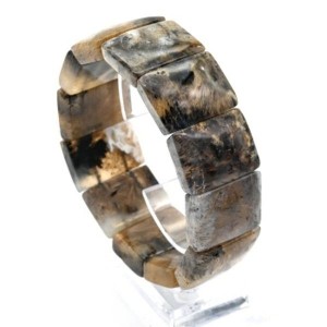 Браслет из Агата мохового с рутилом прямоугольник 25*18мм, 95,2г