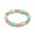 Браслет с цирконом и агатом пати тонированным цвет мятный, 17см (иск.)