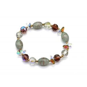 Браслет с цирконом и агатом Вены дракона цвет серо-голубой, 17см (иск.)