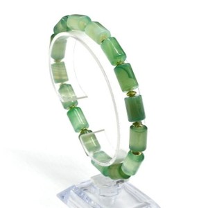 Браслет из агата тонированного цилиндр 8*12мм цвет зеленый, 18см
