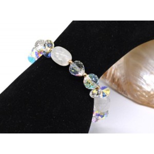 Браслет с цирконом и агатом Вены дракона цвет белый, 17см (иск.)