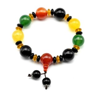 Браслет из агата тонированного шарик 14мм цвет ассорти (иск.)