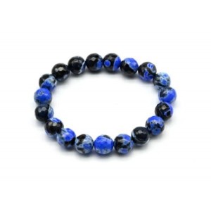 Браслет шарик гр.10мм из агата тонированного цвет синий