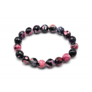 Браслет шарик гр.10мм из агата тонированного цвет розовый