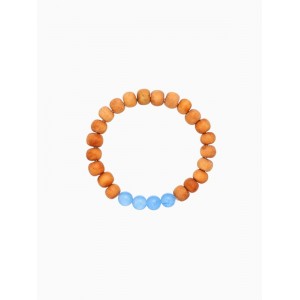 Браслет из сандалового дерева с агатом, длина 18 см, синий