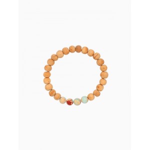 Браслет из сандалового дерева с агатом, длина 18 см, голубой