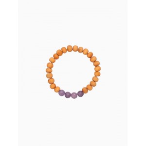 Браслет из сандалового дерева с агатом, длина 18 см, сиреневый