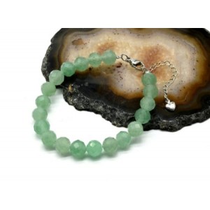 Браслет с шариками кальцита 8мм с замком, цвет авантюрин зеленый